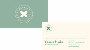 Olive Green Feminine Modern Beauty Clinic Business Card.