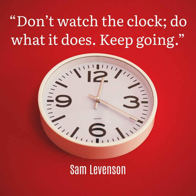 “Don’t watch the clock; do what it does. Keep going.” - Sam Levenson